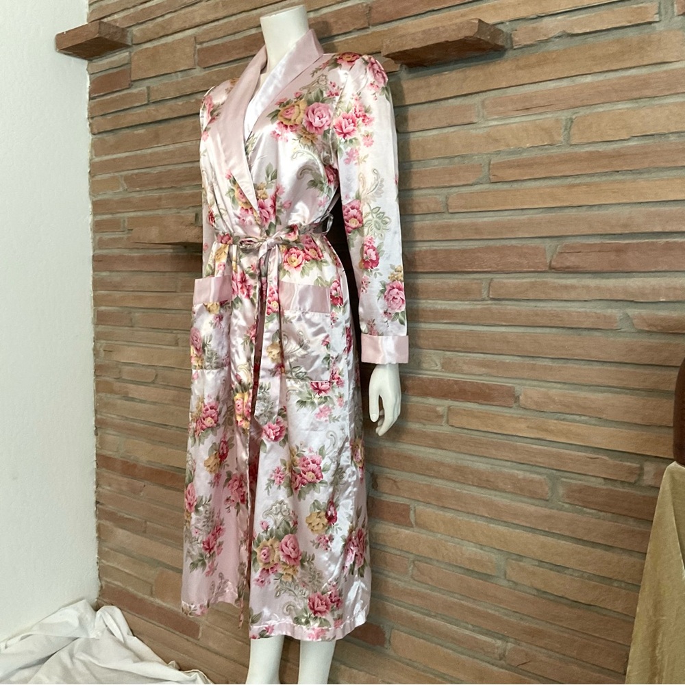 Kathryn Vintage Floral Satin Robe Medium